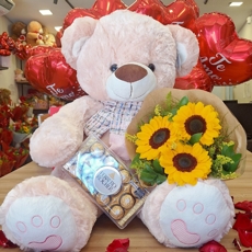 Kit amorzinho C/ buqu� de 3 Girassol 